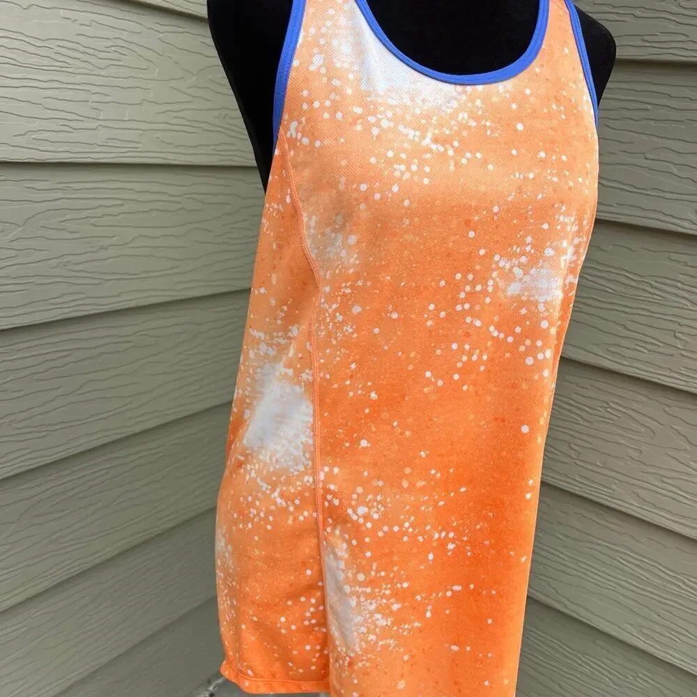 Nike DRI-FIT Women’s size L, Racer Back Orange Blue Athletic Tank Top